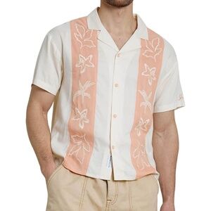 Native Youth - Floral Boxy Camp Shirt in Peach - size Large - NWT